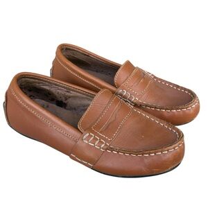 Polo Ralph Lauren boys cognac brown Leather driving  Loafers size 13